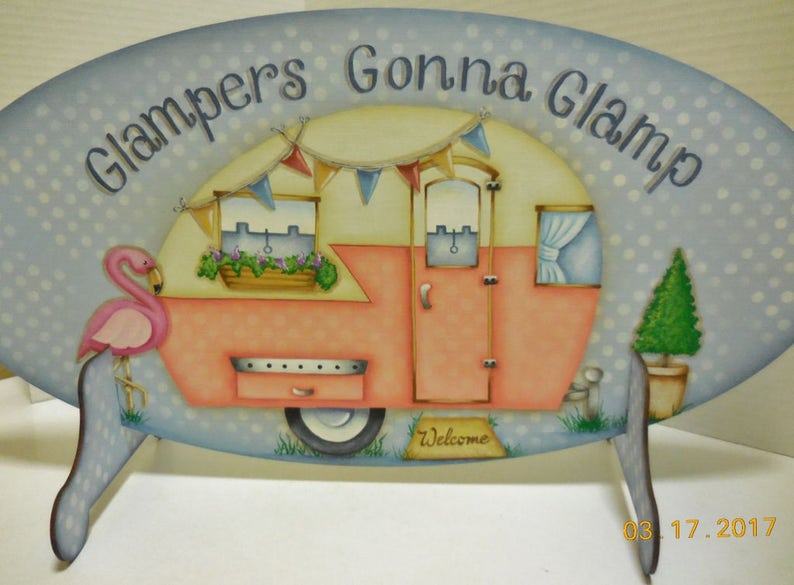 Glampers Gonna Glamp Sign Retro Camper Sign Vintage Style Trailer Camping Sign image 6