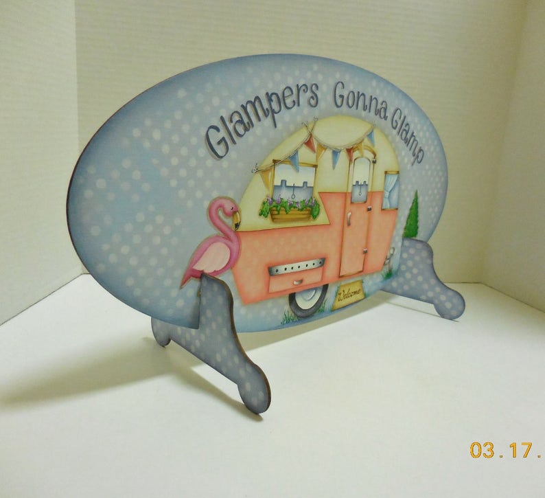 Glampers Gonna Glamp Sign Retro Camper Sign Vintage Style Trailer Camping Sign image 7