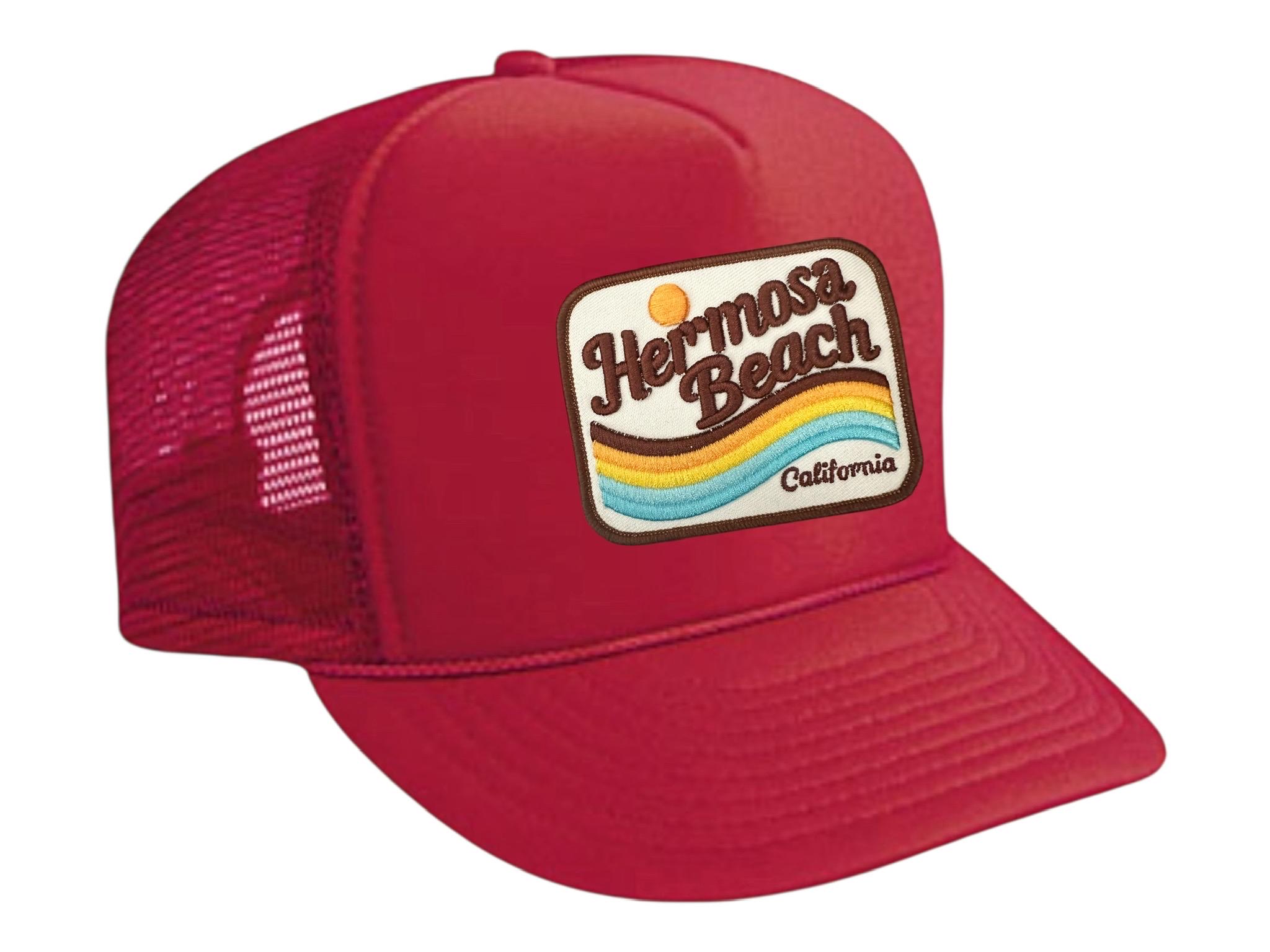 Good Stuff Hermosa Beach California Unisex Red White Blue Casual Trucker Hat Gulf Of America Bait Shop Trucker Hat - Red/Blue – Blaze  main image 4