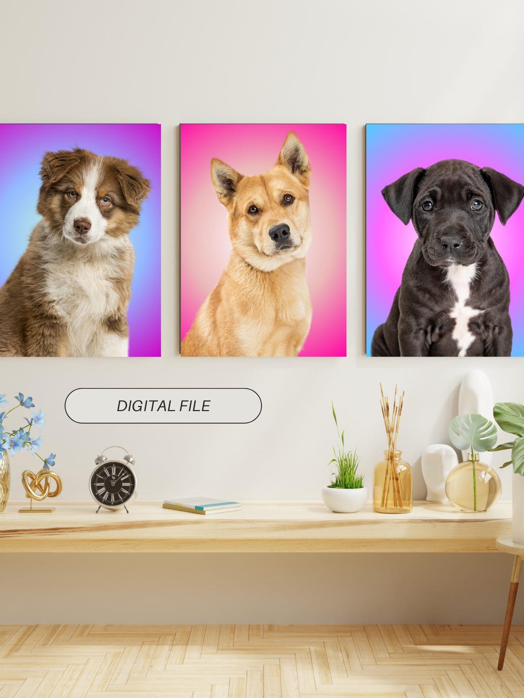 20+ Whimsical Dog Digital Wall Art - Aura Pet Portraits | Colorful ...