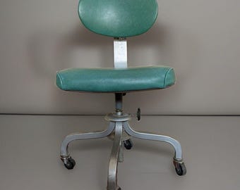 Vintage Royal Metal Mfg industriële verstelbare rolstoel uit 1960 met leer en metaal
