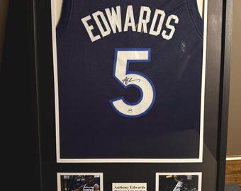 Framed Anthony Edwards Signed Minnesota Timberwolves Jersey | Authentic COA NBA Memorabilia