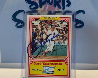 Carl Yastrzemski Signed Topps Baseball Card HOF Autographed Yaz