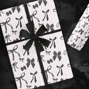 Coquette Black Bows Wrapping Paper, Holiday Gift Wrap, Presents, Cute Crafts, Festive Decor
