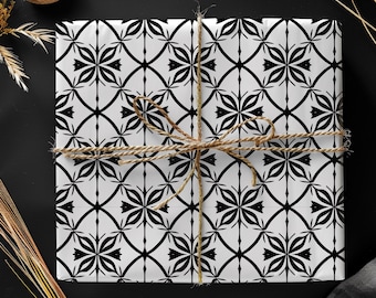 Black and White Geometric Wrapping Paper, Gift Wrap