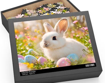 Rompecabezas del conejito de Pascua: actividad familiar de búsqueda de huevos de primavera