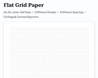 Printable Flat Grid Paper | Digital Planner Templates | Notebook Paper for Note Taking | A4, A5, Letter & Half Sizes | Download | PDF