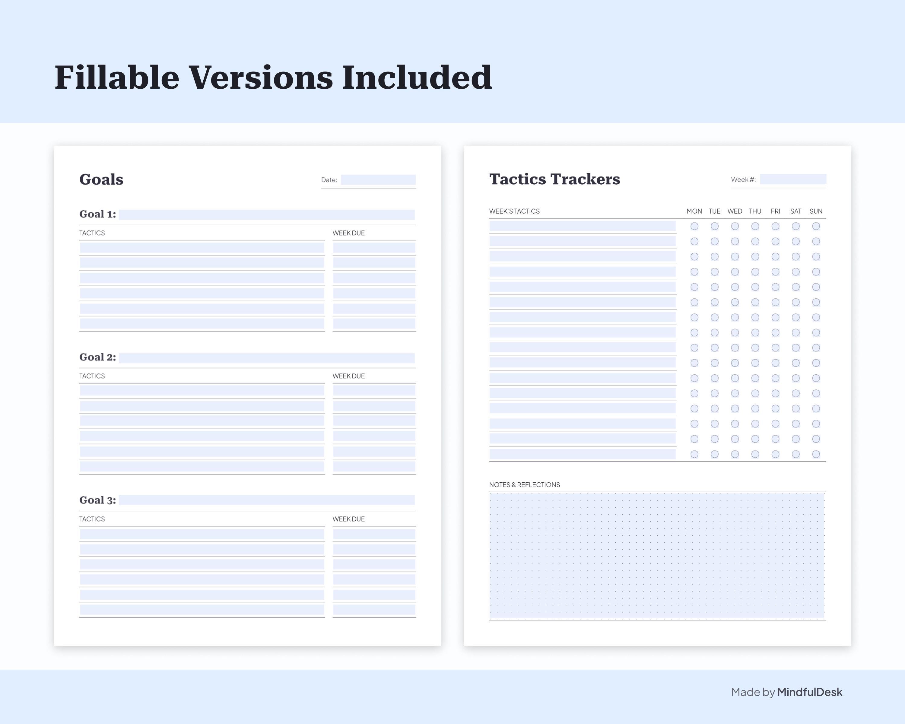 12 Week Year Planner | Printable & Fillable Template | Weekly Goal ...