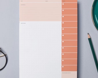デイリープランナー、タスクプランナー、ToDo リスト、印刷可能なデイリープランナー、PDF プランナー、オレンジ