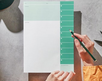デイリープランナー、タスクプランナー、ToDoリスト、印刷可能なデイリープランナー、PDFプランナー、グリーン