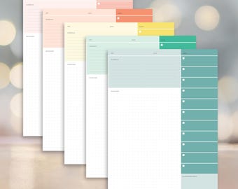 5日間、デイリープランナー、タスクプランナー、ToDoリスト、印刷可能なデイリープランナー、PDFプランナー、マルチカラーバンドル