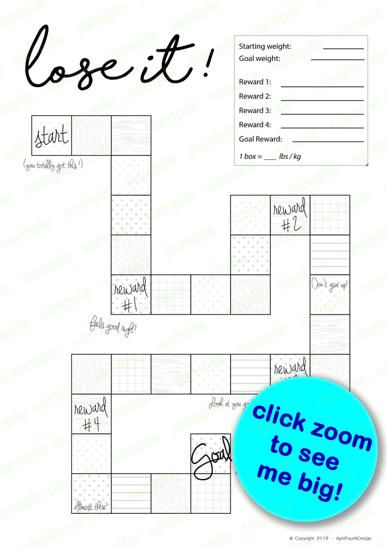 PRINTABLE Weight Loss Tracker Motivation Motivational Chart Etsy