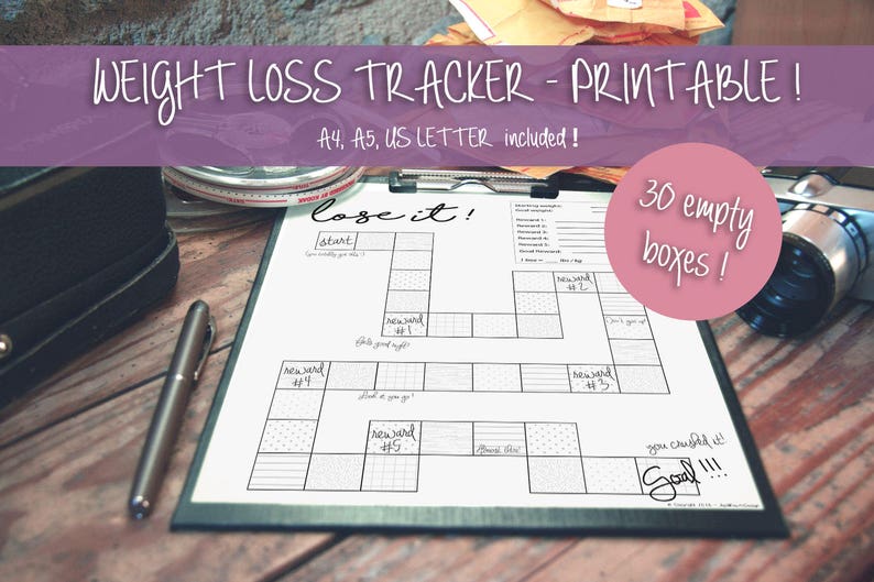 PRINTABLE Weight Loss Tracker Motivation Motivational Chart Etsy