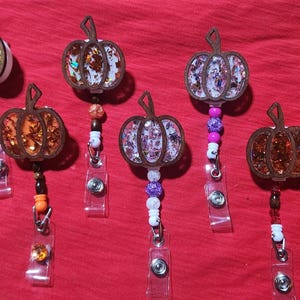 Handmade Fall Pumpkin Thanksgiving acrylic Badge Reels Holders