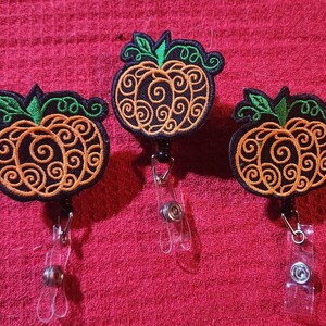 Handmade Pumpkin Fall Thanksgiving Badge Reels Holders