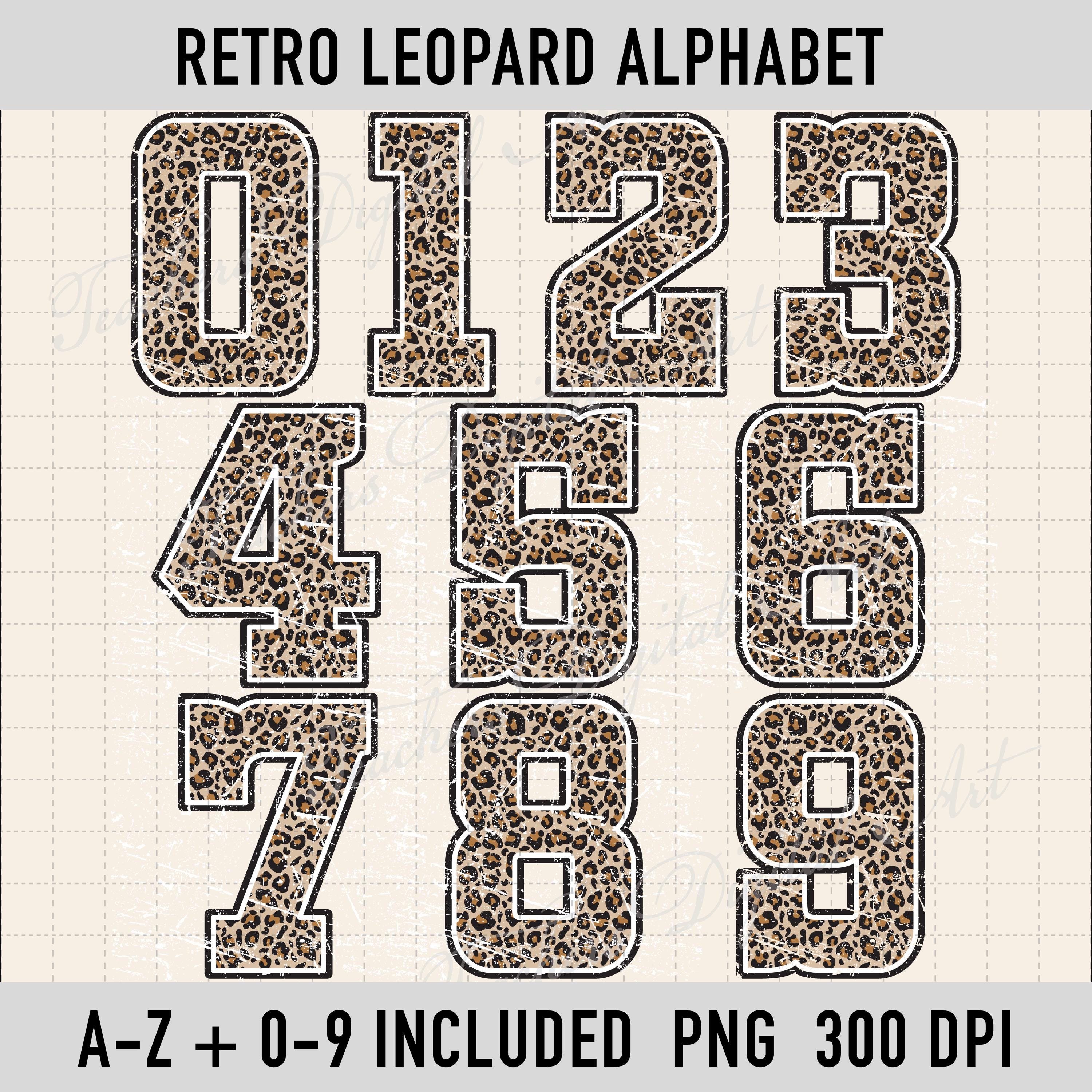 Retro Leopard Alphabet PNG Bundle, Varsity Letter Clipart Set, A-Z ...