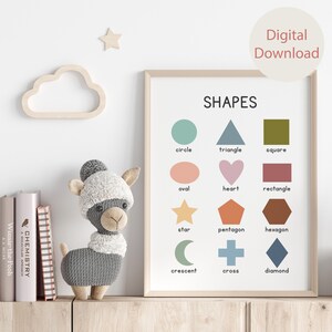 Pastel Shapes Poster: Montessori Nursery, Geometric Wall Art (Digital Download)