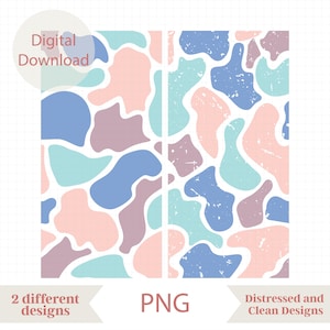Modern Pastel Camo Seamless Patterns, Distressed &Clean Camo Patterns, Retro Old School Camouflage PNG, Soft Summer Color Camo Digital Paper