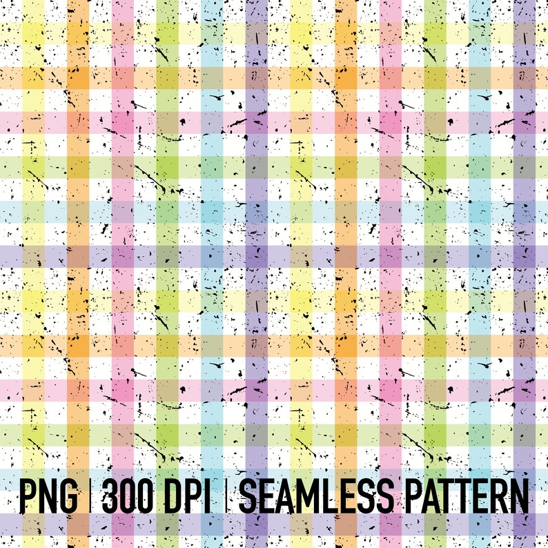Pastel Plaid Seamless Pattern PNG, Clean Distressed Checkered ...