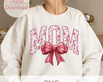 Coquette chinoise rose à maman Png, Coquette noeud pour maman Png, Fleur rose pour maman pour maman, PNG pour maman universitaire, Tendance vie de maman, PNG pour la vie de maman, Fête des Mères pour maman