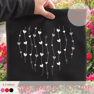 Hart lijn kunst Svg, minimale hart afbeelding, handgetekende hart, schattig esthetisch hart Svg, eenvoudig hart Svg, Valentijnsdag hart Shirt Design afbeelding 4