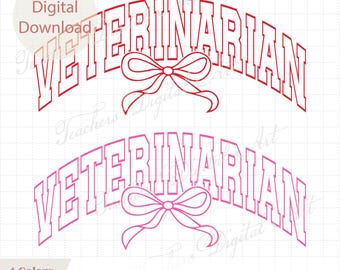 Vétérinaire SVG avec noeud, vétérinaire Tech PNG Eps Dxf, conception de contour de soins aux animaux, clipart clinique pour animaux de compagnie, téléchargement numérique pour Cricut & Silhouette