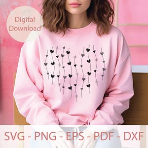 Hart lijn kunst Svg, minimale hart afbeelding, handgetekende hart, schattig esthetisch hart Svg, eenvoudig hart Svg, Valentijnsdag hart Shirt Design afbeelding 13