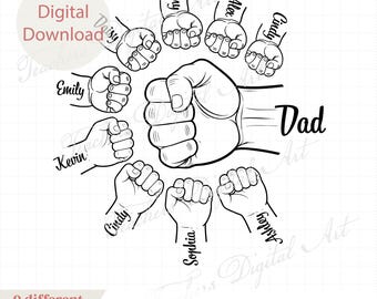 Daddy Fist Bump svg png, Custom Family Shirt Design, Kids Hands Papa SVG, Fathers Day Cricut File, Dad Gift Digital Download