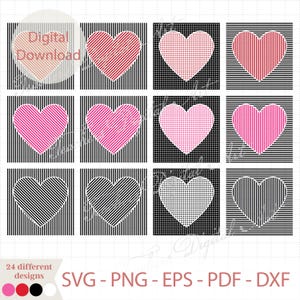 Striped Heart Svg, Geometric Heart Cut File, Layered Love Pattern, Valentine's Day Svg, Valentine's Shirt Svg, Heart Svg, Mother's Day Svg