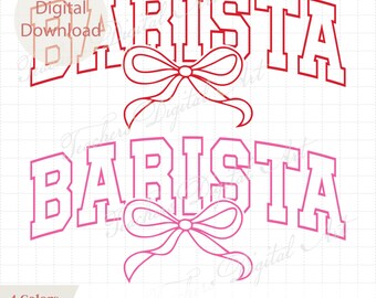 BARISTA Bow SVG, Coffee Lover PNG Eps Dxf, Barista Outline Design, Cafe Worker Clipart, Coffee Shop Digital Download for Cricut & Silhouette