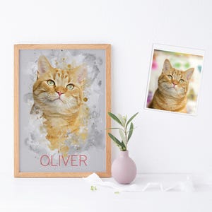 Personalized Digital Pet Portraits From Photo, Custom Pet Portrait in Watercolor Style, Custom Dog And Cat Painting Gift, Pet Memorial Art