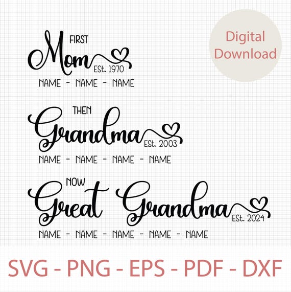 Mom Grandma Great Grandma Svg, Mom Life Svg Png, Great Grandma Svg, Happy Mother's Day Svg, Grandma Svg, Pregnancy Announcement Svg Png