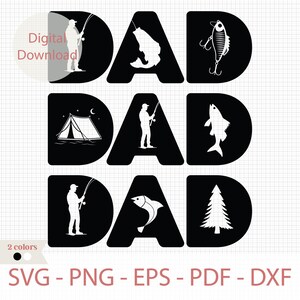 Papá Pescador SVG, Diseño de Camping y Pesca para el Día del Padre, Letras de PAPÁ con Peces PNG, Sublimación de Papá PNG, Vida de Papá Svg, Pesca al Aire Libre Svg