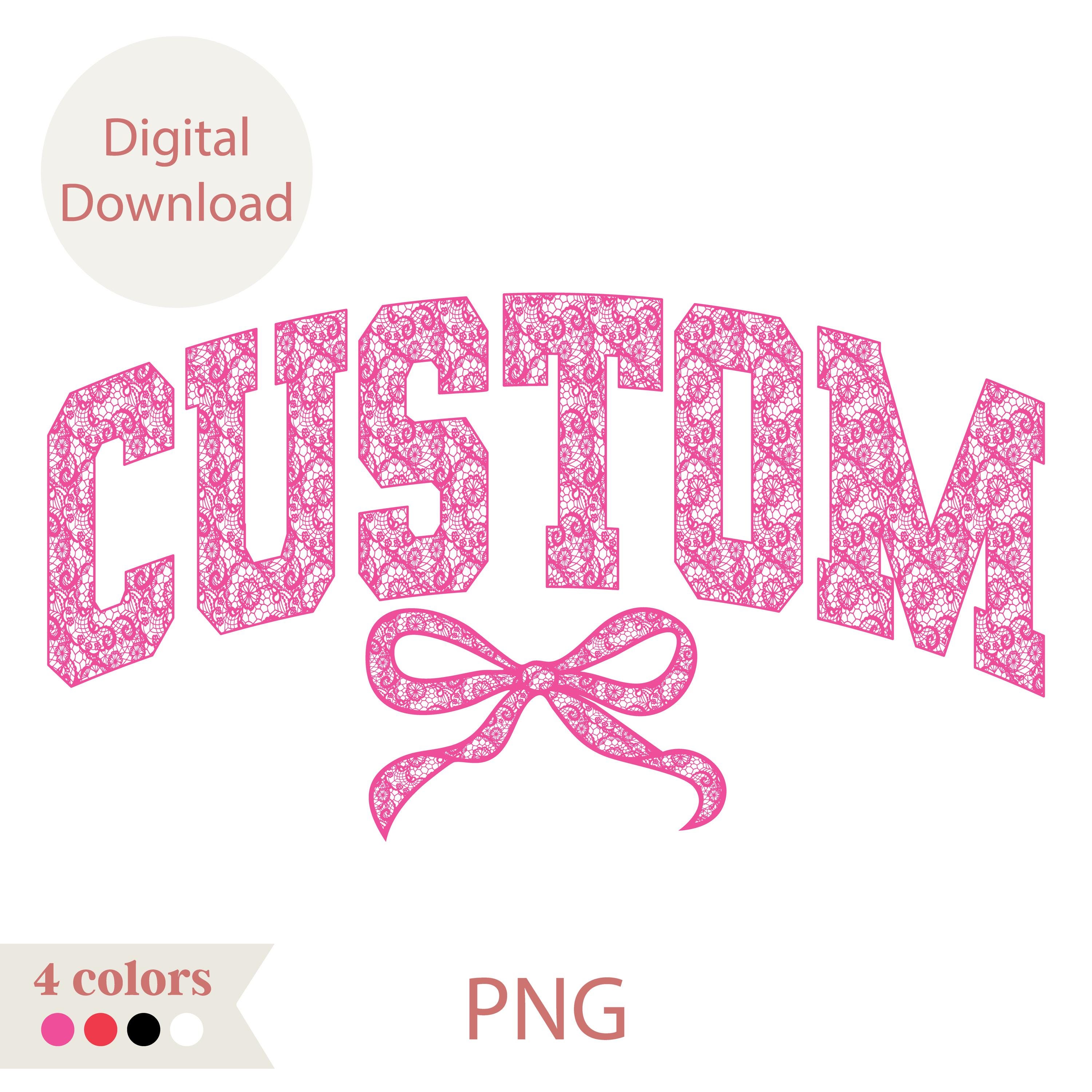 Custom Lace Varsity Text Bow Png, Lace Bow Text Png, Personalized ...