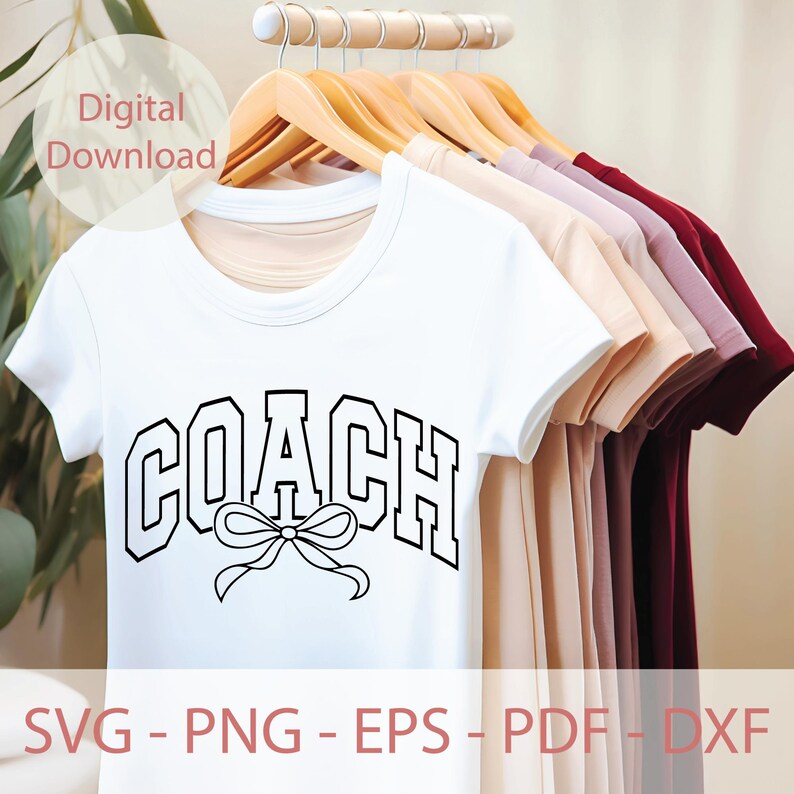Coach Bow SVG, Varsity Coach Shirt Design, Coquette Sports Coach Cut ...
