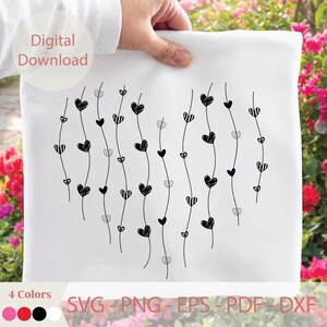 Hart lijn kunst Svg, minimale hart afbeelding, handgetekende hart, schattig esthetisch hart Svg, eenvoudig hart Svg, Valentijnsdag hart Shirt Design afbeelding 3
