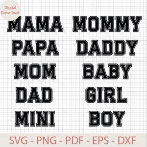 Mama Mini Bundle Svg Png, Dad Papa Svg, Mom Dad Svg Png Cut File, Girl Boy Svg Png, Mommy Daddy Svg, Papa Mama Svg Png, Svg Files For Cricut