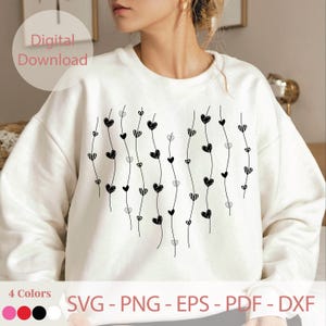 Hart lijn kunst Svg, minimale hart afbeelding, handgetekende hart, schattig esthetisch hart Svg, eenvoudig hart Svg, Valentijnsdag hart Shirt Design afbeelding 9