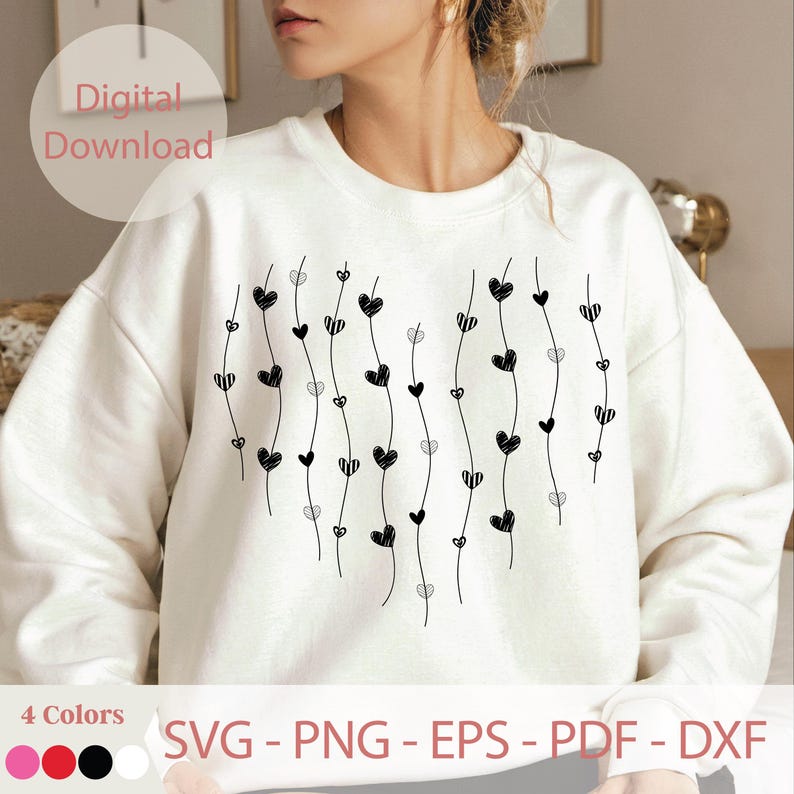 Hart lijn kunst Svg, minimale hart afbeelding, handgetekende hart, schattig esthetisch hart Svg, eenvoudig hart Svg, Valentijnsdag hart Shirt Design afbeelding 9