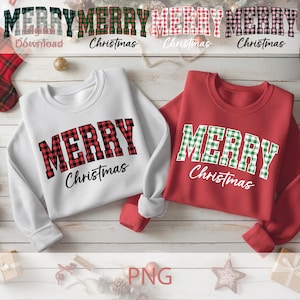 MERRY Christmas PNG Bundle, Plaid Christmas Sublimation Design, Retro Merry Christmas PNG, Tartan Checkered Xmas Shirt Design, Holiday Png