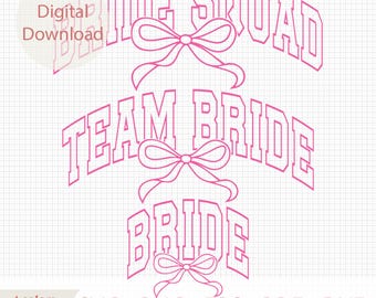 Lazo rosa de novia (PNG), lazo de novia (SVG), archivos de corte (SVG) para Cricut, sublimación imprimible de novia, despedida de soltera (SVG)