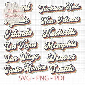 Fonte Retro Nome Da Cidade Svg Png, Nome Da Cidade EUA Svg, Design De Sublimação De Nome Da Cidade, Florida Colorida Svg, Retro Miami Svg, Design De Nome Da Cidade Retro