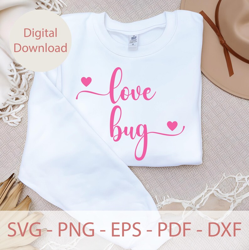 Love Bug Svg With Heart, Love Bug Svg, Valentine's Day Svg, Heart Svg ...