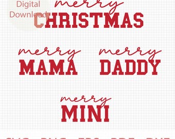 Merry Mama Mini Varsity Svg, Merry Christmas Varsity Png, Merry Daddy Svg, Merry Mini Svg Cut File, Merry Daddy Png, Svg Files For Cricut