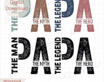 PAPA SVG Bundle, The Man The Myth The Legend The Hero Design, Retro Papa Svg Cut File, Distressed Father’s Day Shirt SVG Png, Xmas Papa Svg