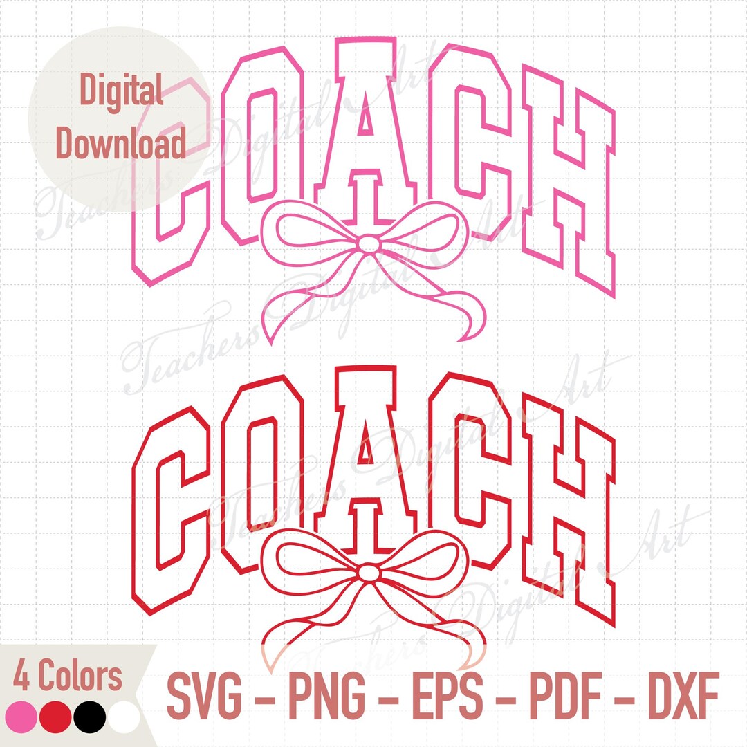 Coach Bow SVG, Varsity Coach Shirt Design, Coquette Sports Coach Cut ...