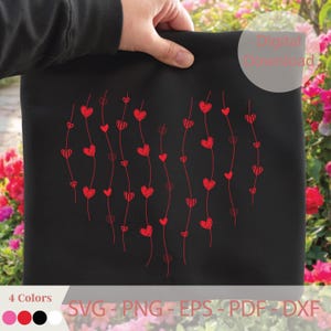 Hart lijn kunst Svg, minimale hart afbeelding, handgetekende hart, schattig esthetisch hart Svg, eenvoudig hart Svg, Valentijnsdag hart Shirt Design afbeelding 2