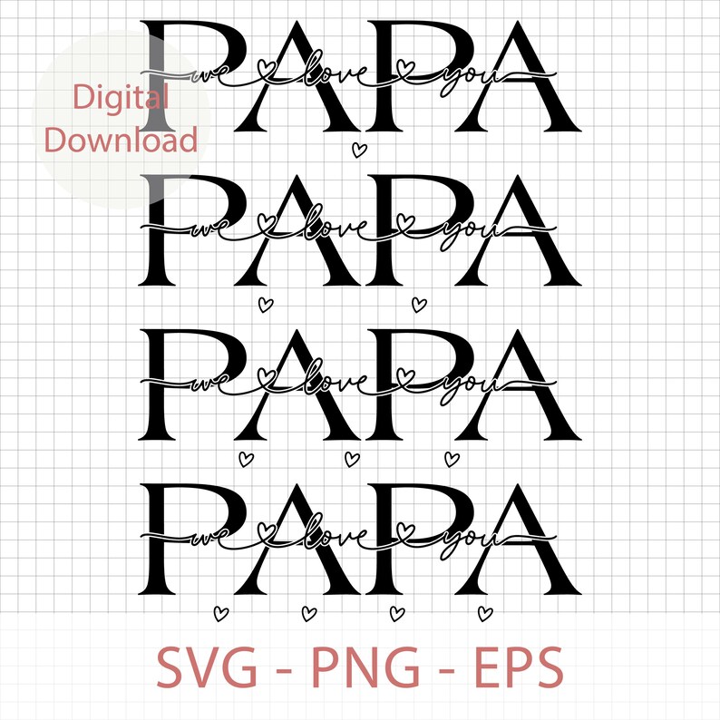 Script Papa Papa Split Name Frame Svg, Papa With Kids Names Svg, Papa Monogram Svg ...