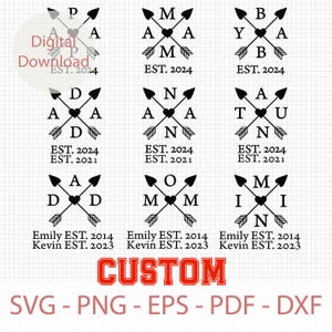 Custom Papa Mama Est 2024 Svg, Personalized Mama Est Svg, Papa Est Svg Cut File, Papa Est Png, Dad Mom Svg Est 2024, Custom Mama Mini Svg