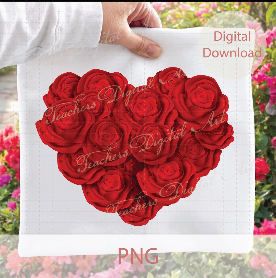Red Rose Heart PNG, Valentine’s Day Graphic, Floral Heart Clipart ...